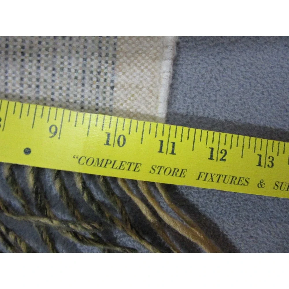 Vintage Christian Dior Scarf Womens Beige Cashmaire Acrylic Fringe Trim 11x49